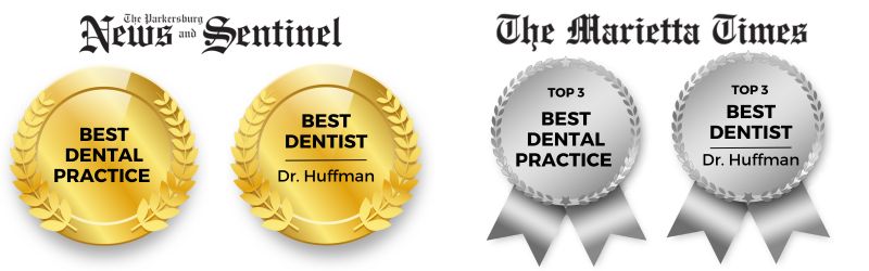 Best Dental practice and best dentist Award badges
